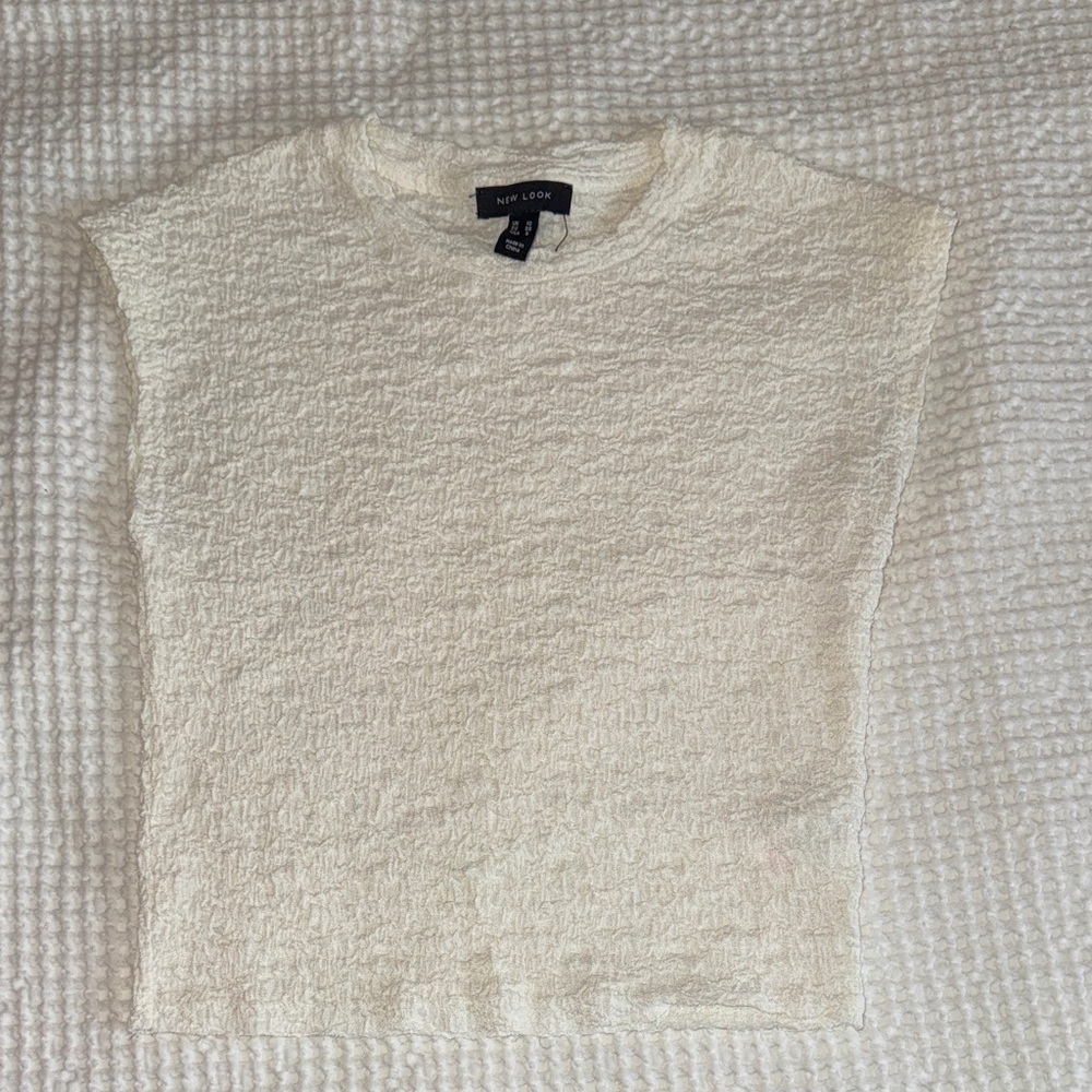 New Look Off-White Textured Sleeveless Top